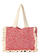 Ganni Cotton Crochet Ruffled Tote Bag