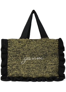 Ganni Cotton Crochet Ruffled Tote Bag