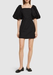 Ganni Cotton Poplin Puff Sleeve Mini Dress