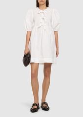 Ganni Cotton Poplin Tie-string Mini Dress