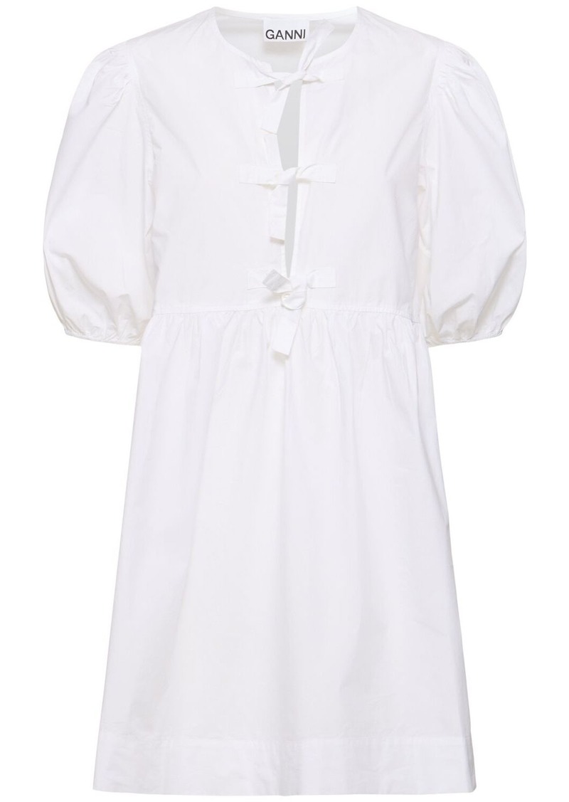 Ganni Cotton Poplin Tie-string Mini Dress