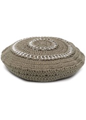 Ganni crochet-knit cotton beret