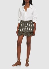 Ganni Crochet Self-tie Cotton Blend Mini Skirt