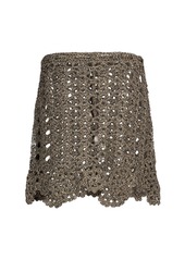 Ganni Crochet Self-tie Cotton Blend Mini Skirt