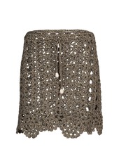 Ganni Crochet Self-tie Cotton Blend Mini Skirt