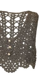 Ganni Crochet V-neck Cotton Blend Top