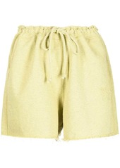 Ganni drawstring-waist raw-edge shorts