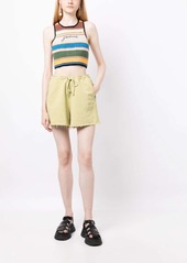 Ganni drawstring-waist raw-edge shorts