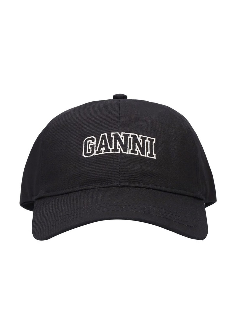 Ganni Embroidered Logo Cotton Cap