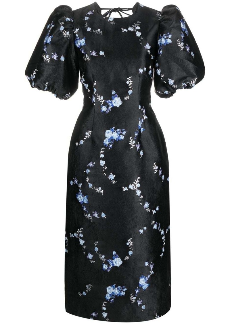 Ganni floral-jacquard midi dress