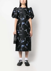 Ganni floral-jacquard midi dress