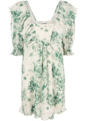 Ganni floral-print plissé-georgette minidress