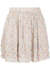 Ganni floral-print pull-on skirt