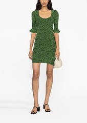 Ganni flounce-sleeve mélange minidress