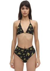 Ganni Flower Print Triangle Bikini Top