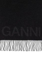 Ganni Fringed Wool Scarf