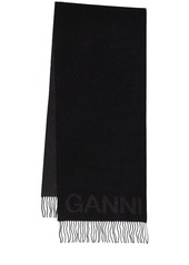 Ganni Fringed Wool Scarf