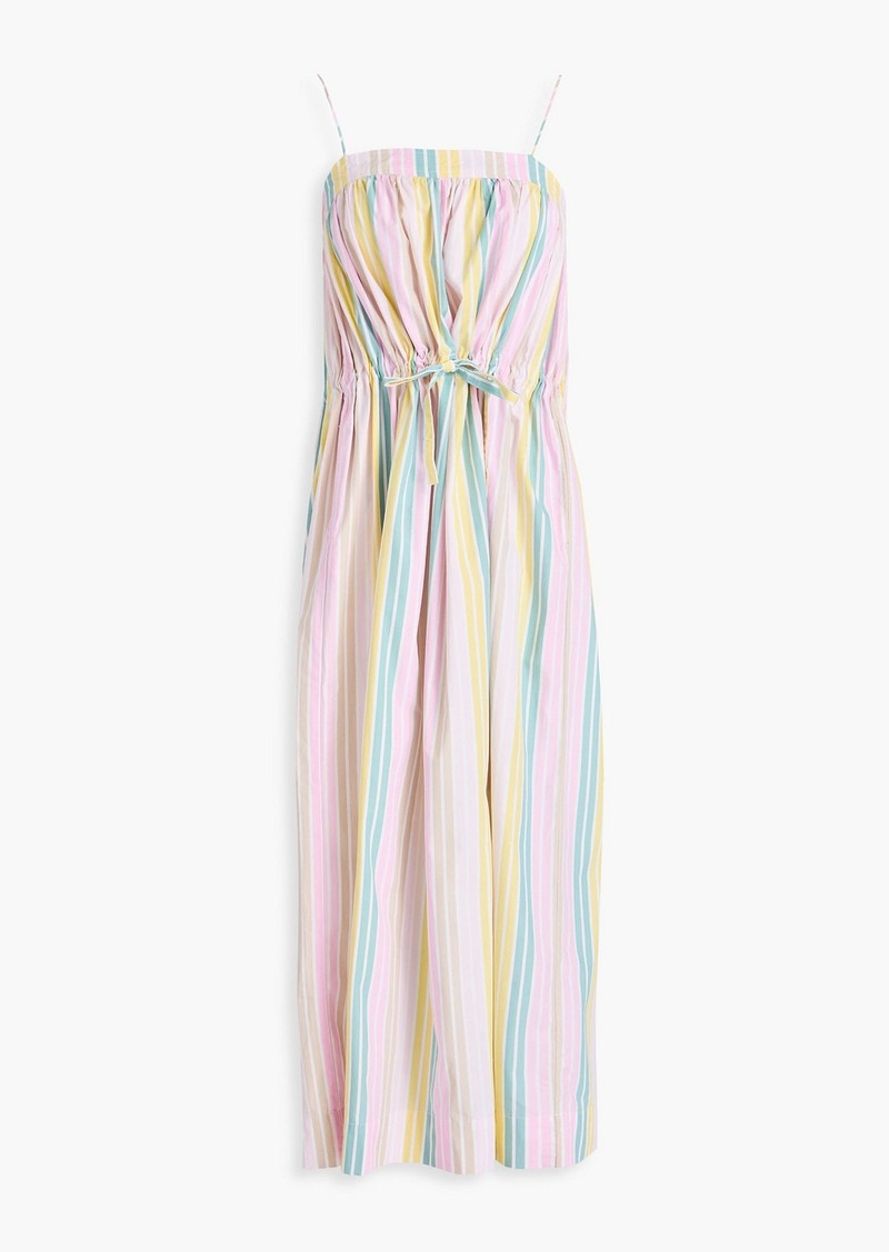 GANNI - Striped cotton-poplin midi dress - Pink - DE 44