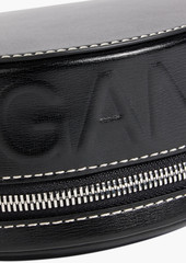 GANNI - Banner embossed leather shoulder bag - Black - OneSize