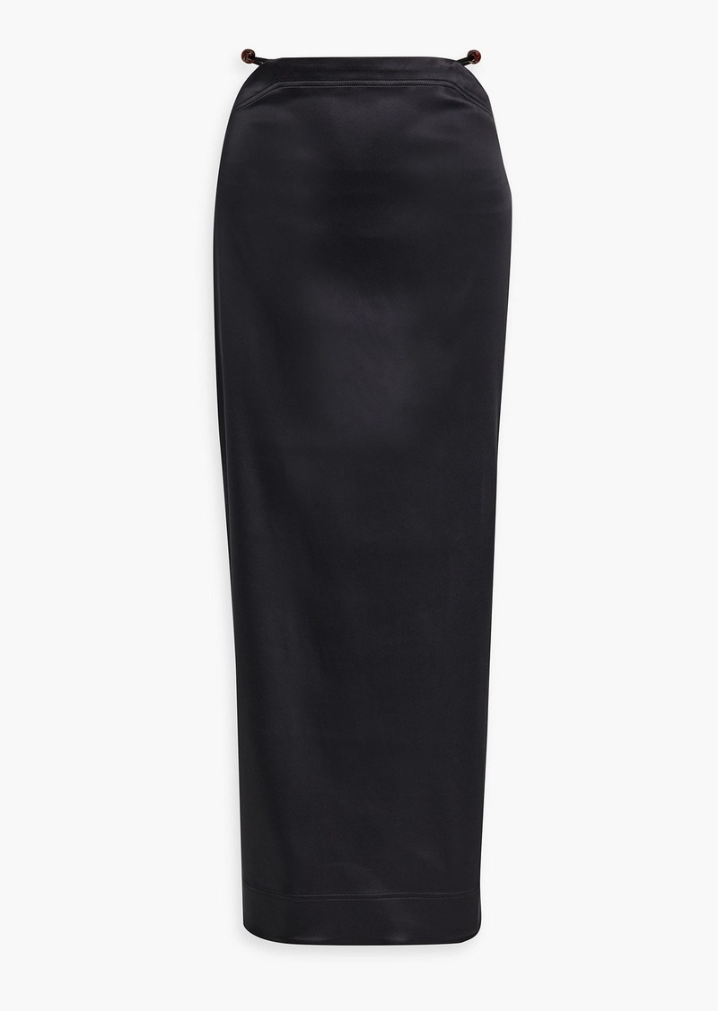 GANNI - Bead-embellished satin maxi skirt - Black - DE 38