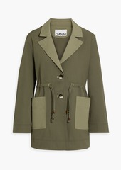 GANNI - Bead-embellished two-tone twill jacket - Green - DE 34