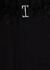 GANNI - Belted satin-jacquard midi dress - Black - DE 32