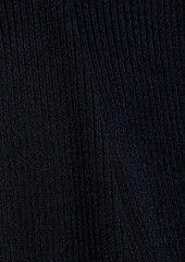 GANNI - Bow-detailed ribbed-knit midi dress - Blue - M