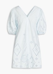GANNI - Broderie anglaise cotton mini dress - Blue - DE 38