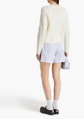 GANNI - Brushed ribbed-knit cardigan - White - M