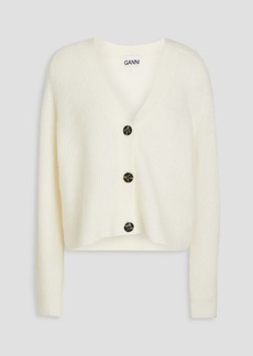 GANNI - Brushed ribbed-knit cardigan - White - M