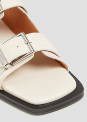 GANNI - Buckled leather slingback sandals - White - EU 36