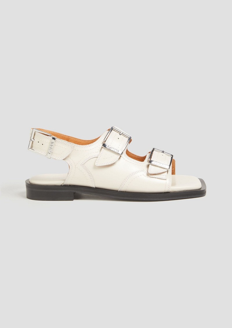 GANNI - Buckled leather slingback sandals - White - EU 36