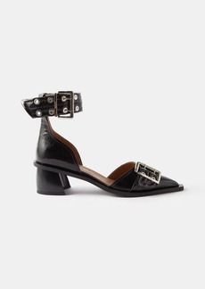 Ganni - Buckled Recycled-blend Faux-leather Pumps - Womens - Black