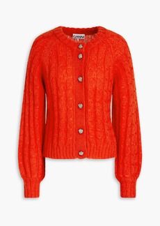 GANNI - Cable-knit mohair-blend cardigan - Red - XS