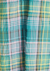 GANNI - Checked cotton-blend seersucker midi shirt dress - Blue - DE 44