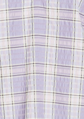 GANNI - Checked cotton-blend seersucker top - Purple - DE 42