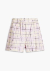GANNI - Checked organic cotton-blend seersucker shorts - Purple - DE 38