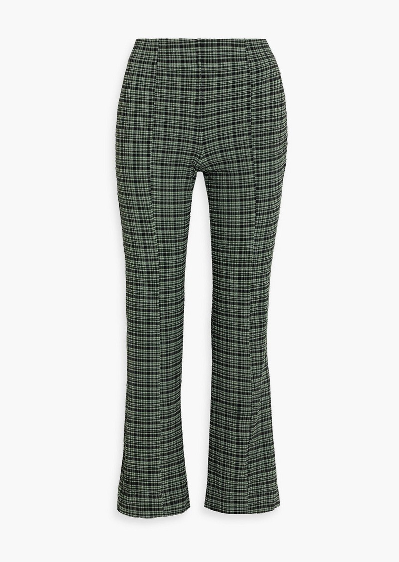 GANNI - Checked seersucker bootcut pants - Green - DE 42