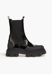 GANNI - Crinkled patent-leather Chelsea boots - Black - EU 36