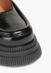 GANNI - Crinkled patent-leather platform Mary Jane pumps - Black - EU 42