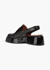 GANNI - Crinkled patent-leather slingback loafers - Black - EU 39