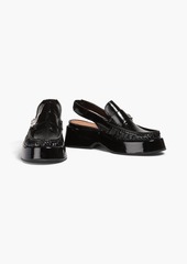 GANNI - Crinkled patent-leather slingback loafers - Black - EU 39