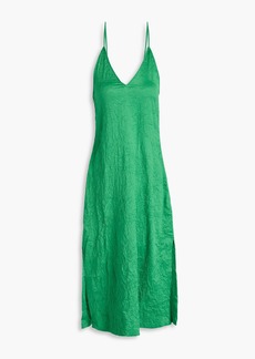 GANNI - Crinkled-satin midi dress - Green - DE 32