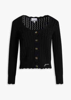 GANNI - Crochet knit cotton cardigan - Black - 4XL