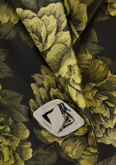 GANNI - Cropped floral-jacquard blazer - Black - DE 38