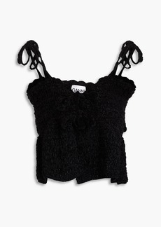 GANNI - Cropped ruffled chenille top - Black - S