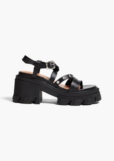 GANNI - Crystal-embellished leather platform sandals - Black - EU 40