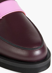 GANNI - Crystal-embellished two-tone leather loafers - Burgundy - EU 35