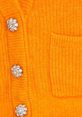 GANNI - Crystal-embellished ribbed-knit cardigan - Orange - L