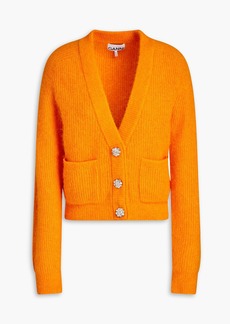 GANNI - Crystal-embellished ribbed-knit cardigan - Orange - S